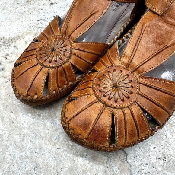 Pikolinos Sandals Puerto Vallarta Womens Size 39 US 8.5 -9 Tan Leather T Strap - Picture 8 of 12